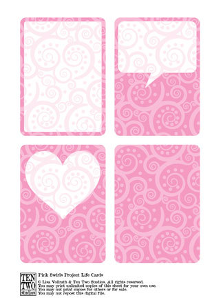 Pink Swirl Journaling Cards Pink Swirl Journaling Cards