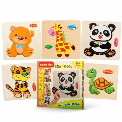 wooden puzzles with knobs for toddlers