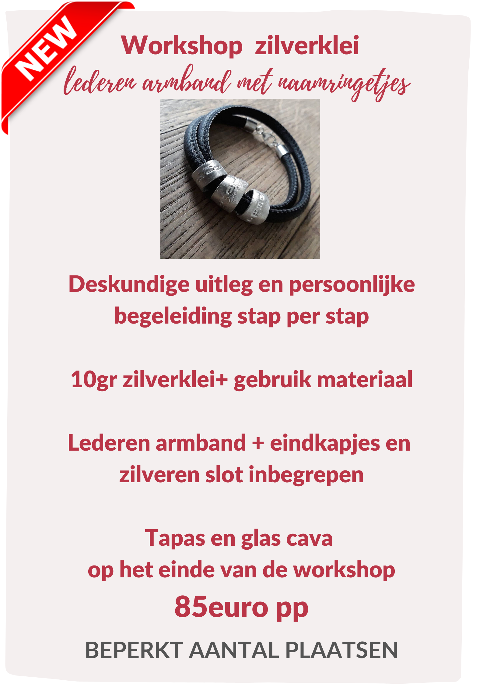 workshop zilverklei 'lederen armband met naamringetjes' 01 augustus 2020 (zaterdag) 00307