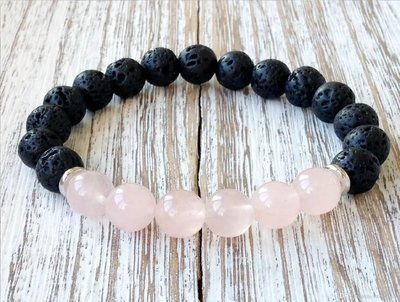 Rose Quartz Lava, Natural Stone,Bracelet* Rose Quartz Lava, Natural Stone,Bracelet*