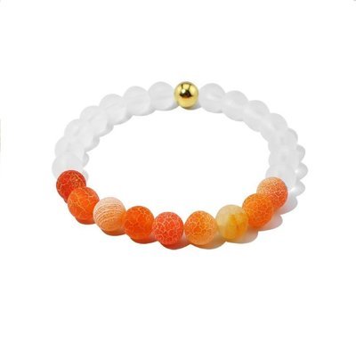 Orange agate beaded frosted crystal bracelet* Orange agate beaded frosted crystal bracelet*