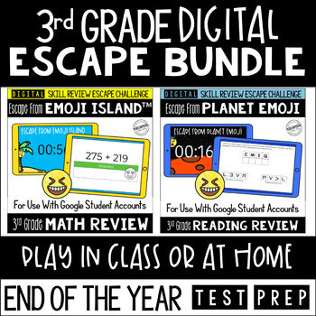 Digital Escape Room Math and Reading Review End of Year | 3rd Grade Bundle Digital Escape Room Math and Reading Review End of Year | 3rd Grade Bundle