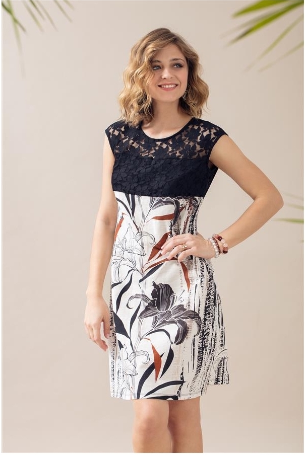 Maloka: Black Lily Sketch Art Colorblock Linen Midi Dress (1 Left!) MK_YSATIS_N