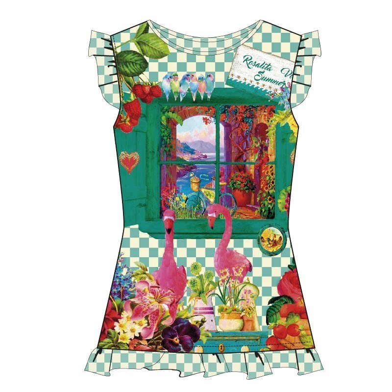 Rosalita McGee: Pink Flamingos On The Amalfi Coast Art Top (2 Left!)