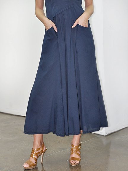 Luna Luz: Short Sleeve Cross Over Bodice Long Dress (Ships Immed: Electric Blue, Black!)