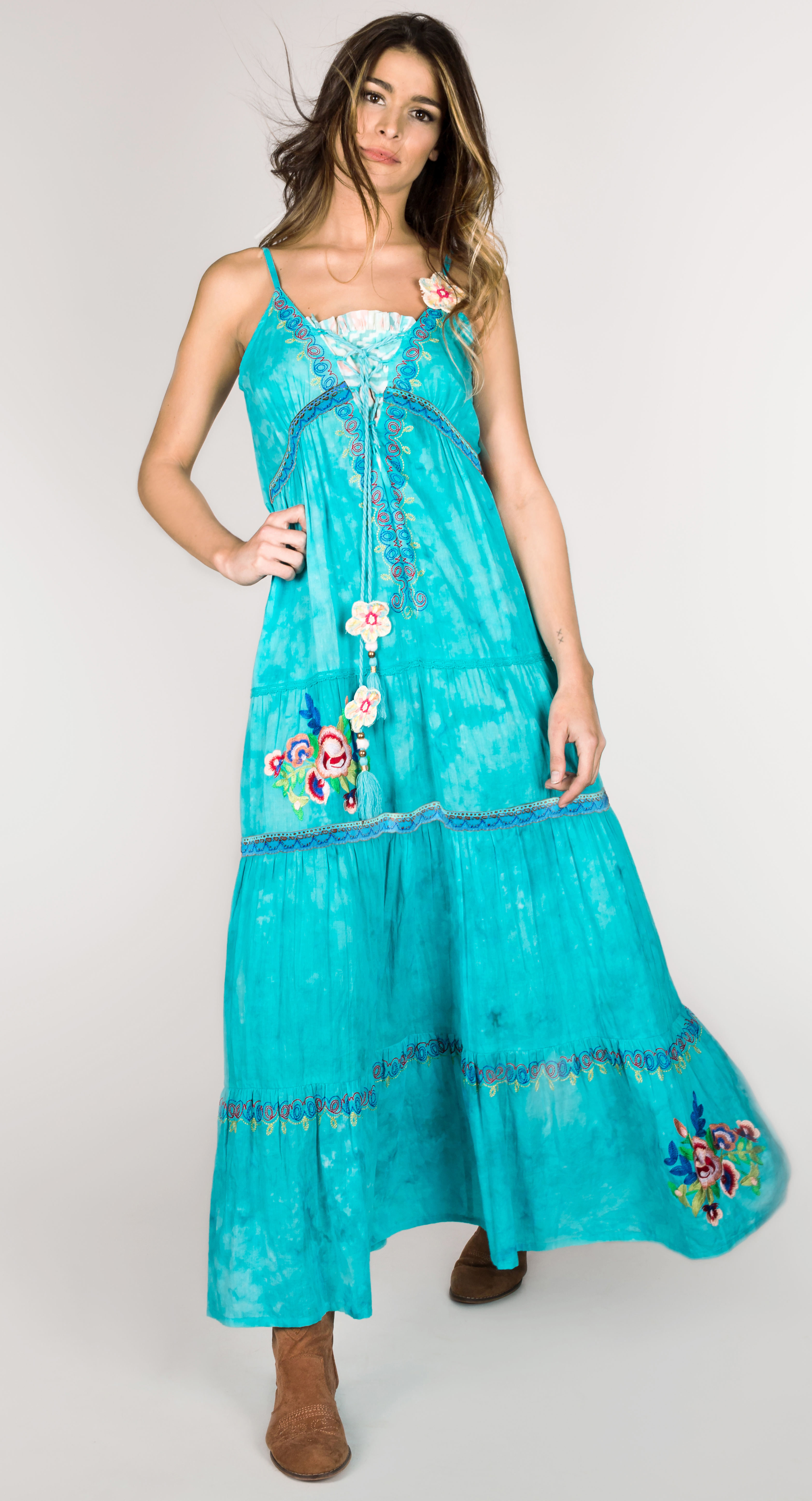 Shoklett: High Low Corset Tied Bodice Sea Flower Maxi Dress Sherlyn (Few Left!) SHOKLETT_10022S19DR_N1
