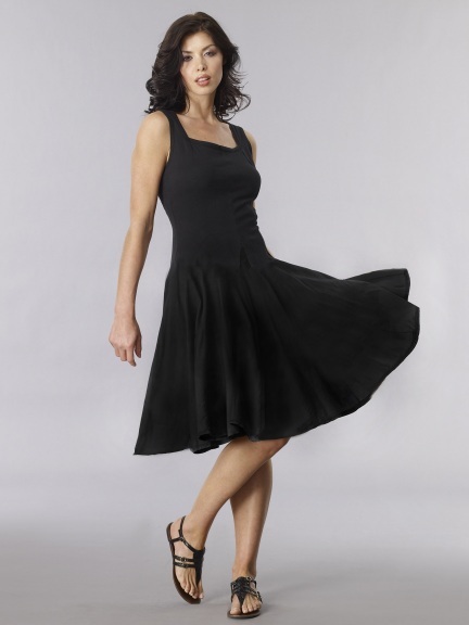 Luna Luz: Godet Dyed Square Neck Dress (Many Colors, Ships Immed, More Arrived!) LL_5533_SOLID_N3