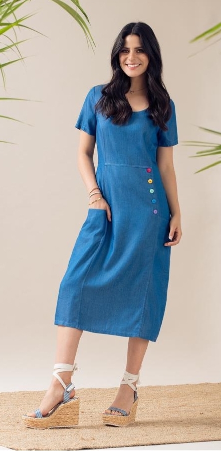 Maloka: Soft Denim Midi Dress Bernice MK_BERNICE