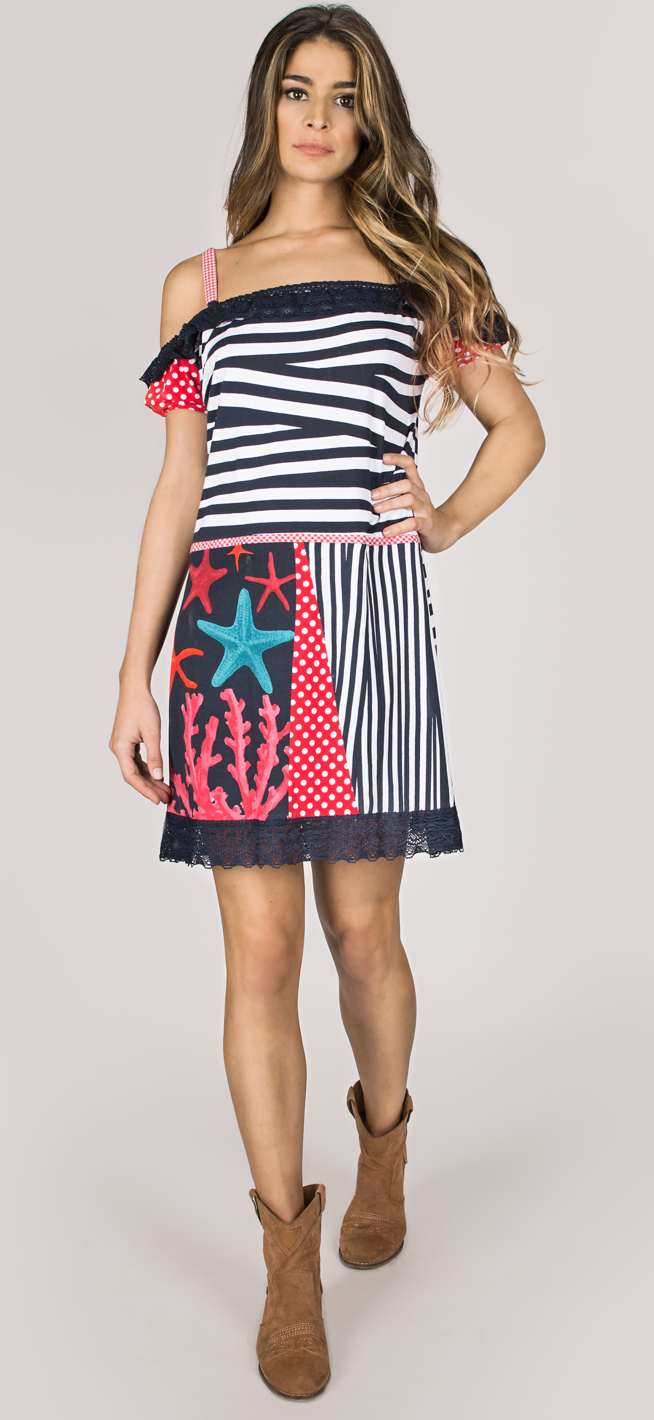 Shoklett Spain: Pink Coral Cotton Ruffled Short Dress Zoey SOLD OUT SHOKLETT_10082S19DR