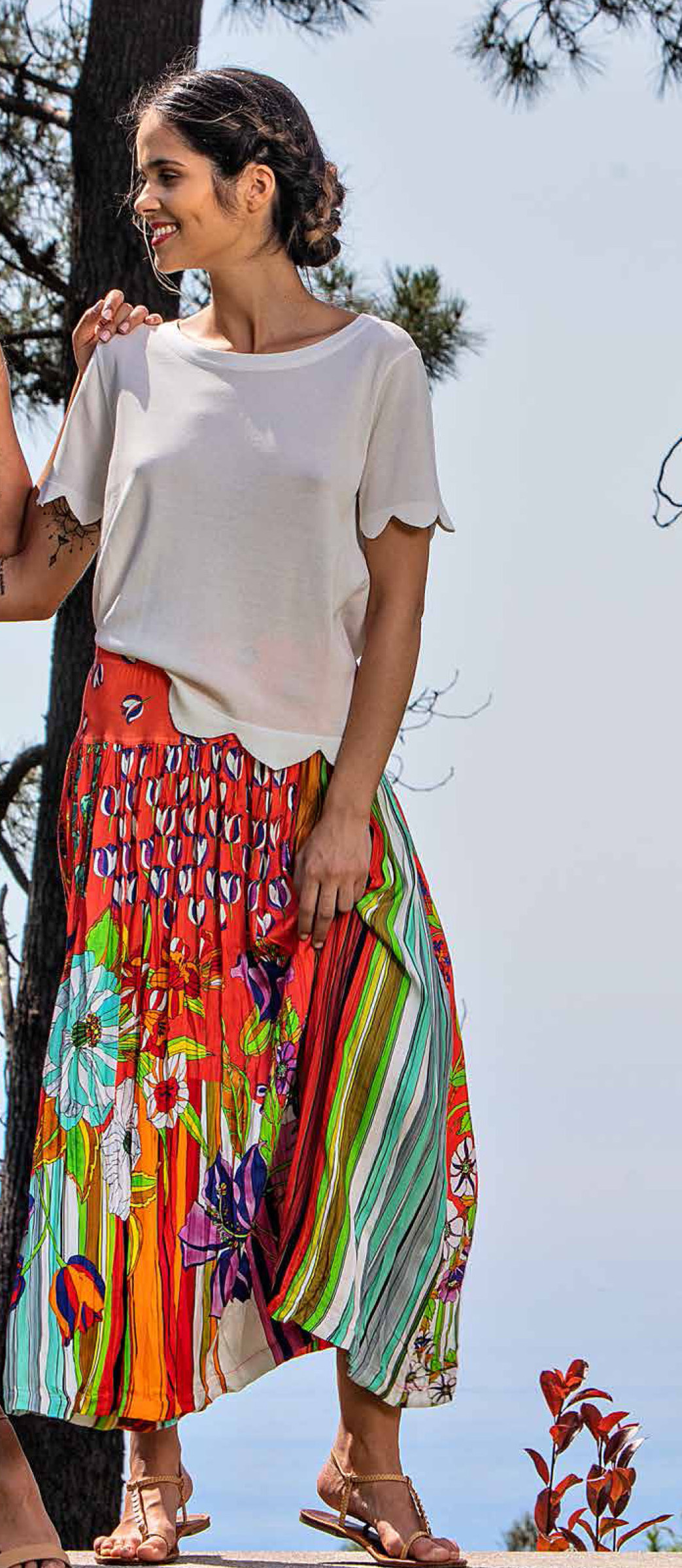 Paul Brial: Tantalizing Crinkled Patchwork Of Tulips Maxi Skirt (Few Left!)