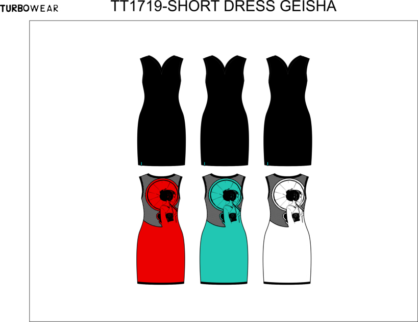 Pygmees Paris: Bring It Back! Color Intrigue Geisha Dress (Only available in: Black Front, Turquoise Back)