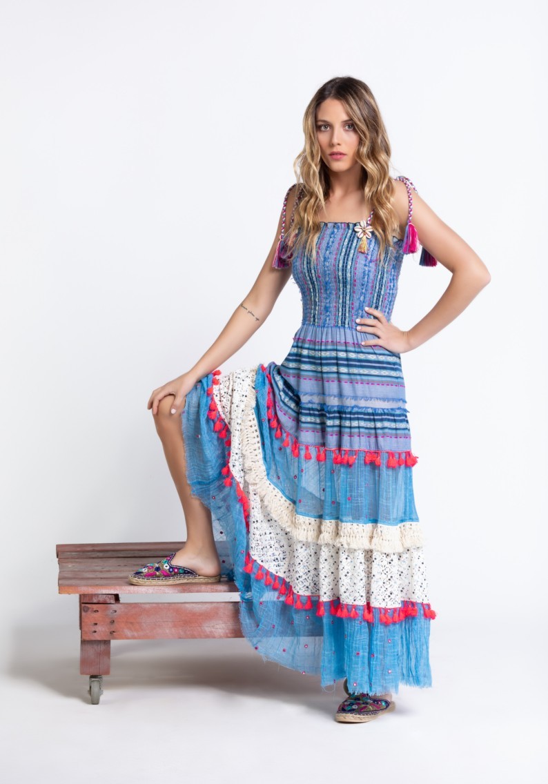 Savage Culture: Pink Tassels Bohemian Batanta Maxi Dress SAVAGE_36690