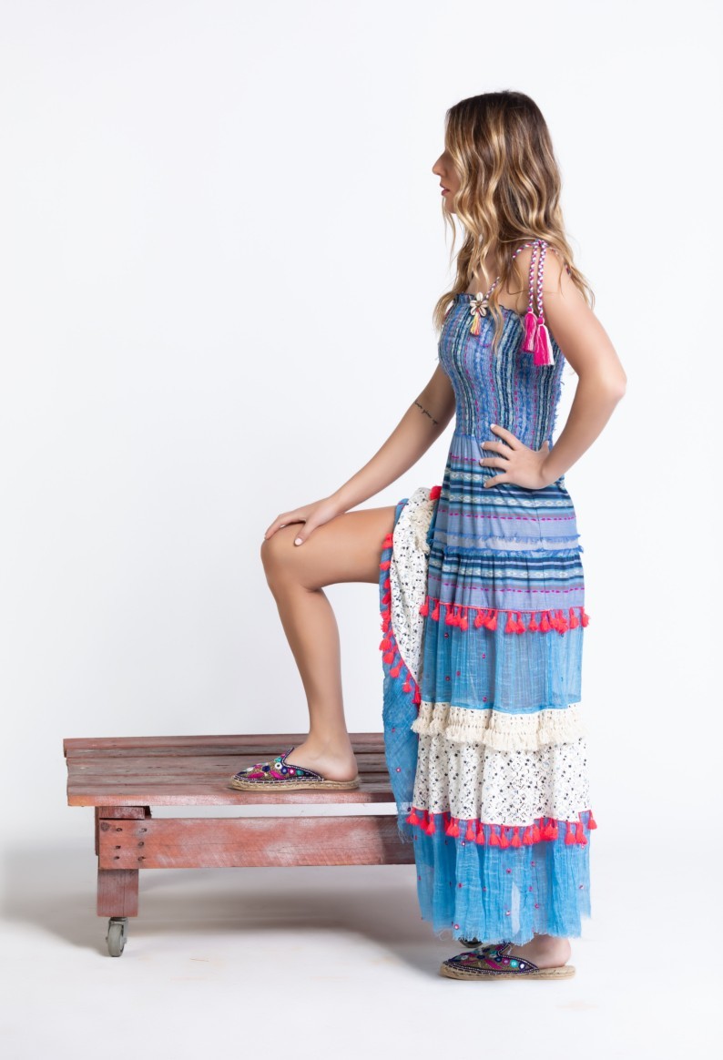 Savage Culture: Pink Tassels Bohemian Batanta Maxi Dress