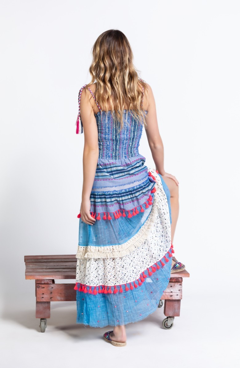 Savage Culture: Pink Tassels Bohemian Batanta Maxi Dress