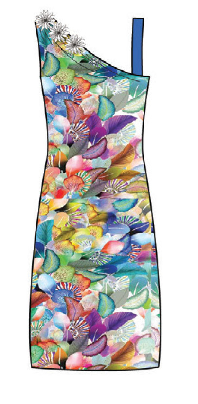 Paul Brial: Colors Of The Water Lily Asymmetrical Dress (2 Left!)