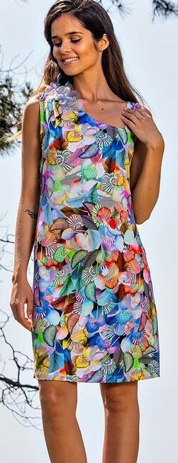 Paul Brial: Colors Of The Water Lily Asymmetrical Dress (2 Left!) PB_MAGIE_N1