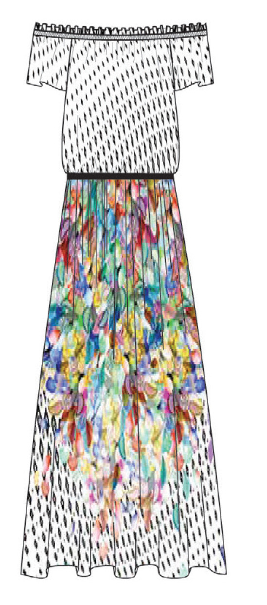 Paul Brial: Colors Of The Water Lily Off Shoulder Maxi Dress