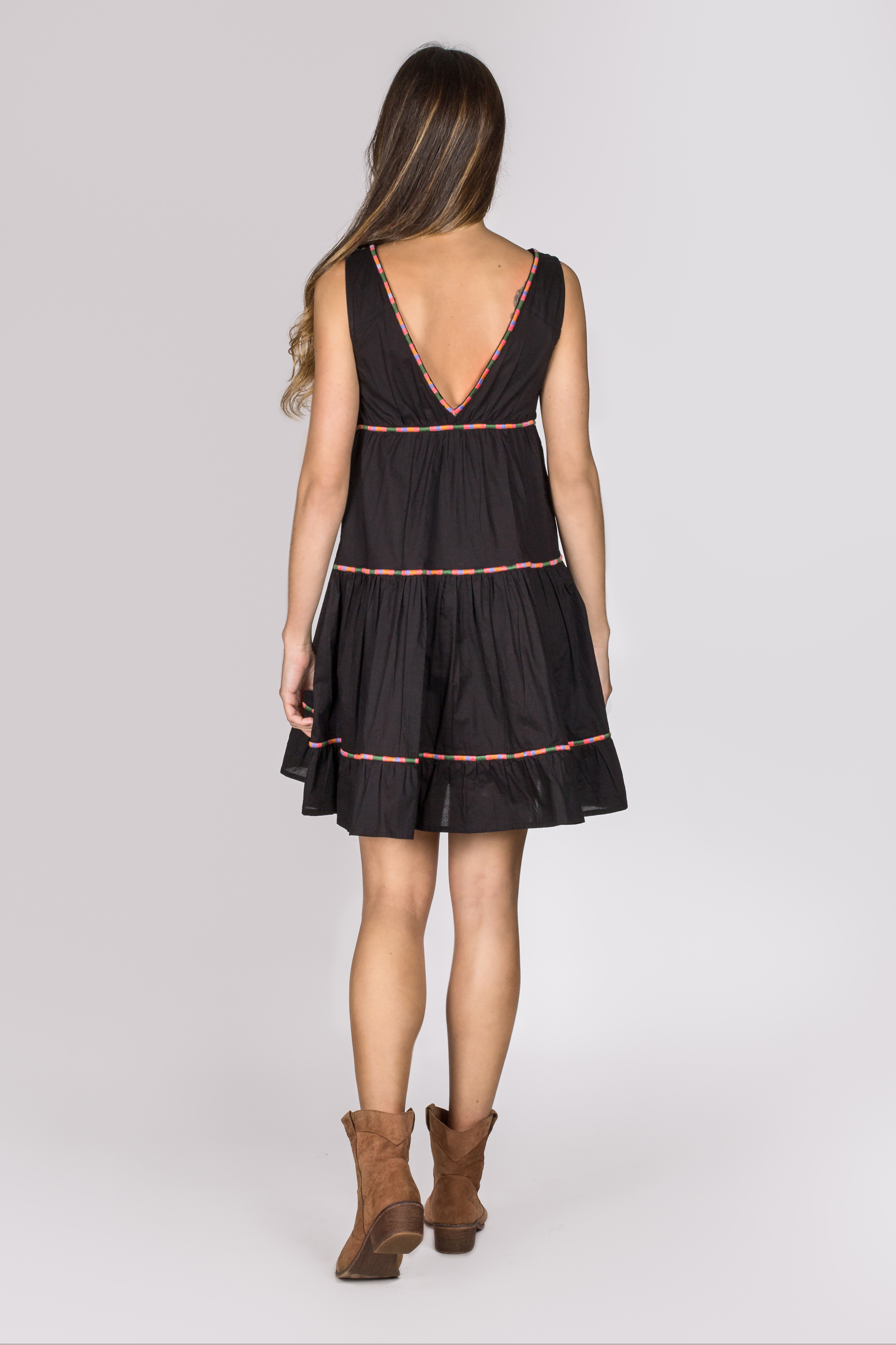 Shoklett: Little Black Embroidered Boho Dress SOLD OUT