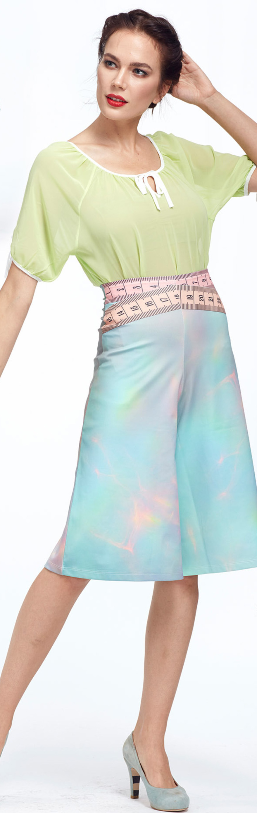 IPNG: Iridescent Pink Mint Lokoometric Illusion Short/Midi Skirt (Some Ship Immed!)