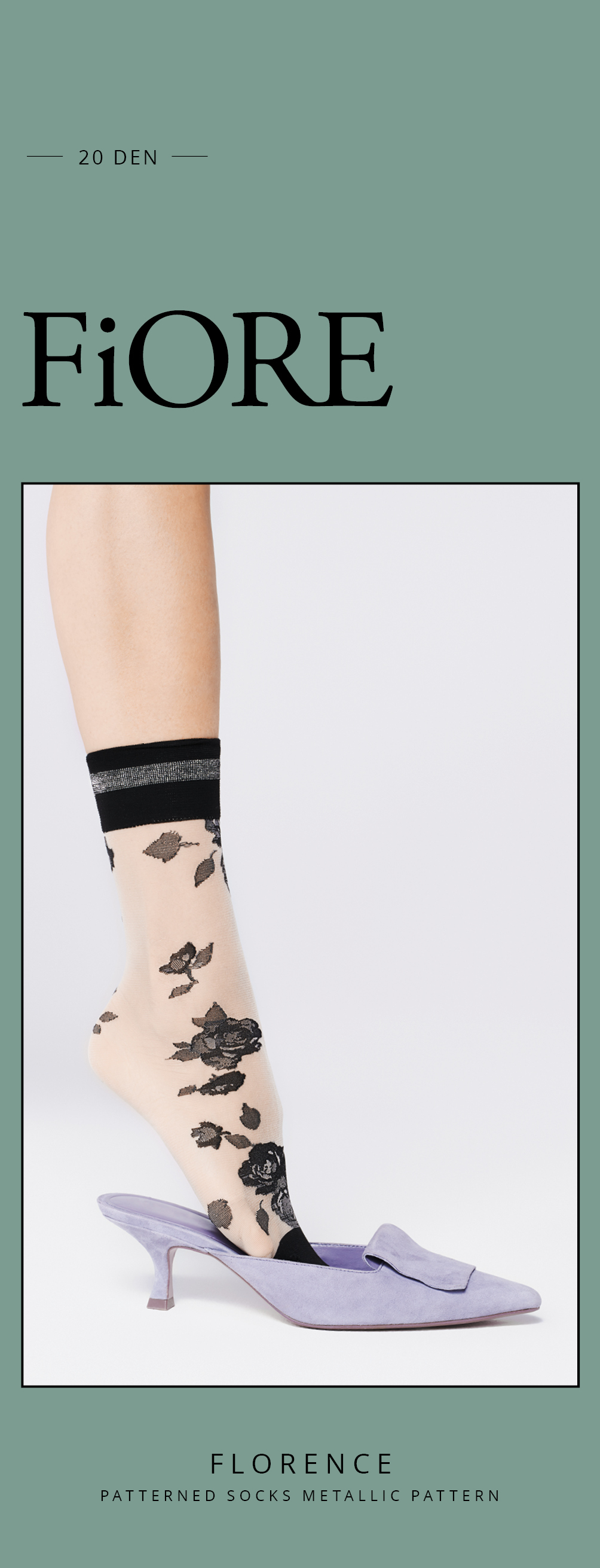 Fiore: Black Rose of Florence Trouser Socks SOLD OUT