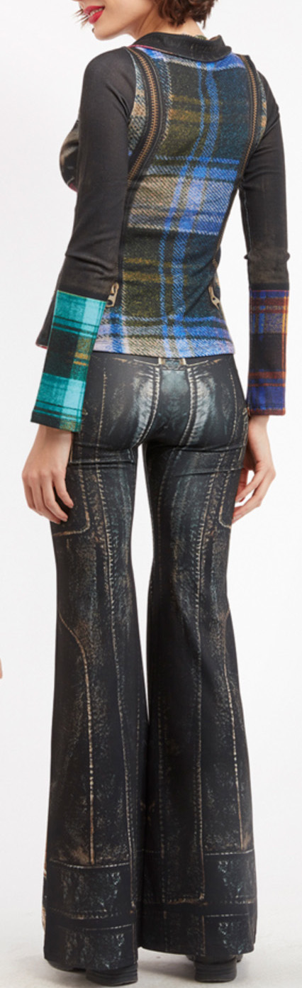IPNG: Biker Chic Let It Snow Plaid Illusion Wide Leg Pants