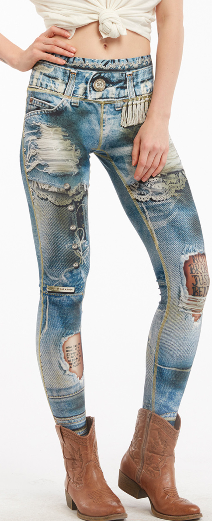 IPNG: Love Letter Ripped Jean Illusion Legging (Many Colors!)