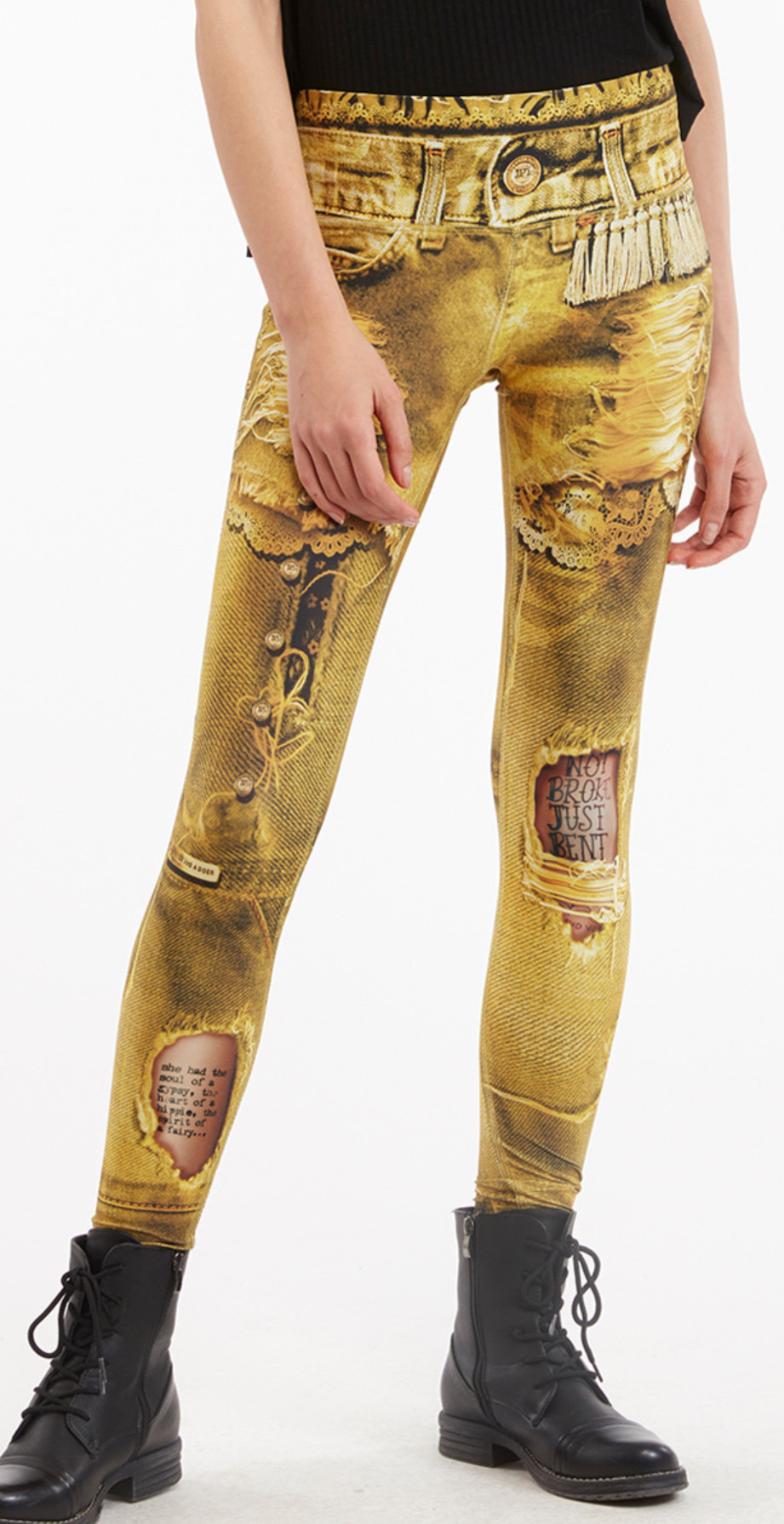 IPNG: Love Letter Ripped Jean Illusion Legging (Many Colors!)