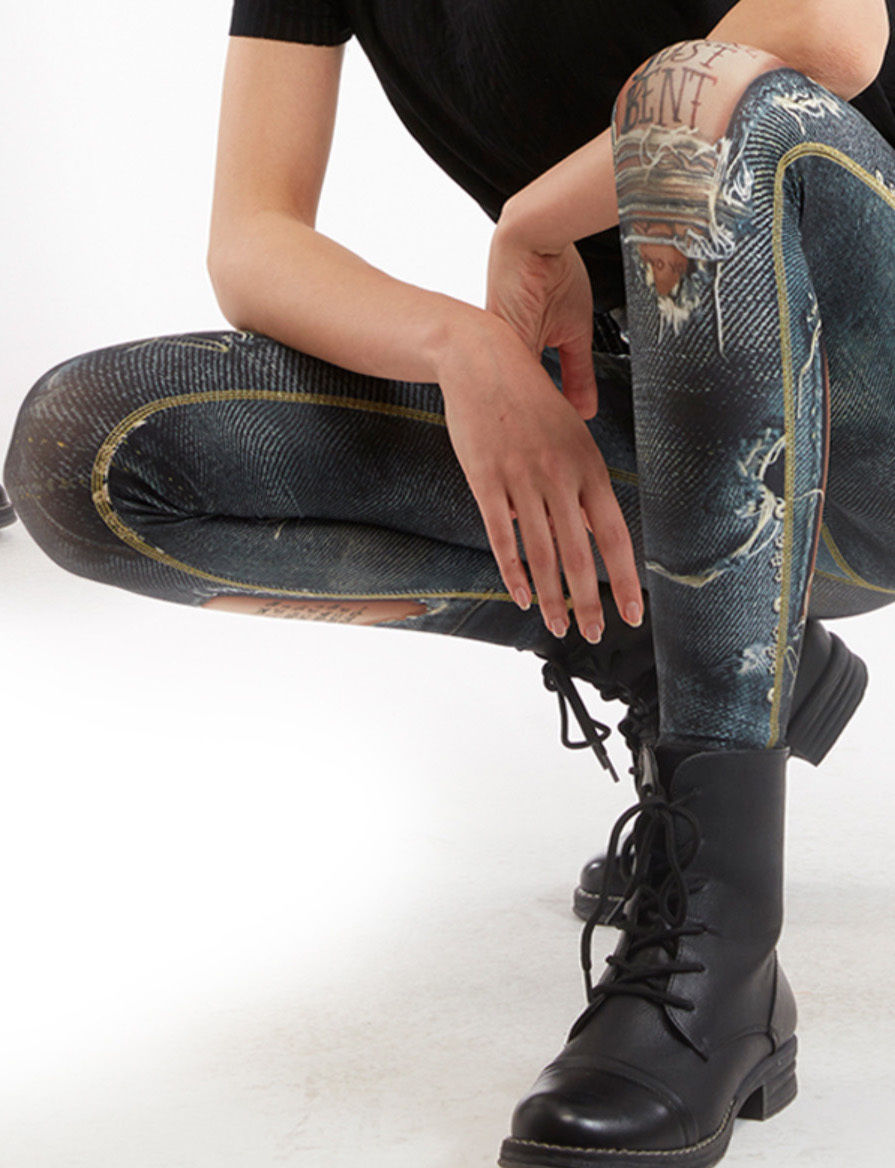 IPNG: Love Letter Ripped Jean Illusion Legging (Many Colors!)