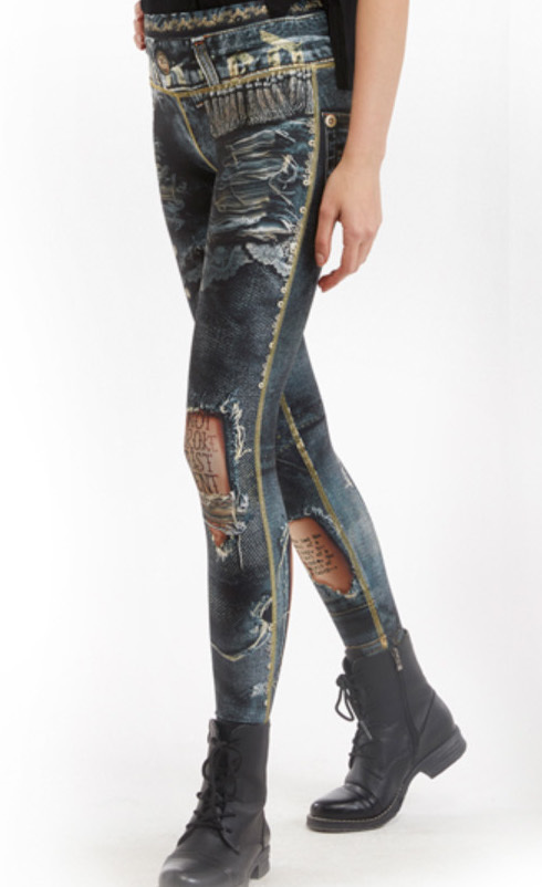 IPNG: Love Letter Ripped Jean Illusion Legging (Many Colors!)