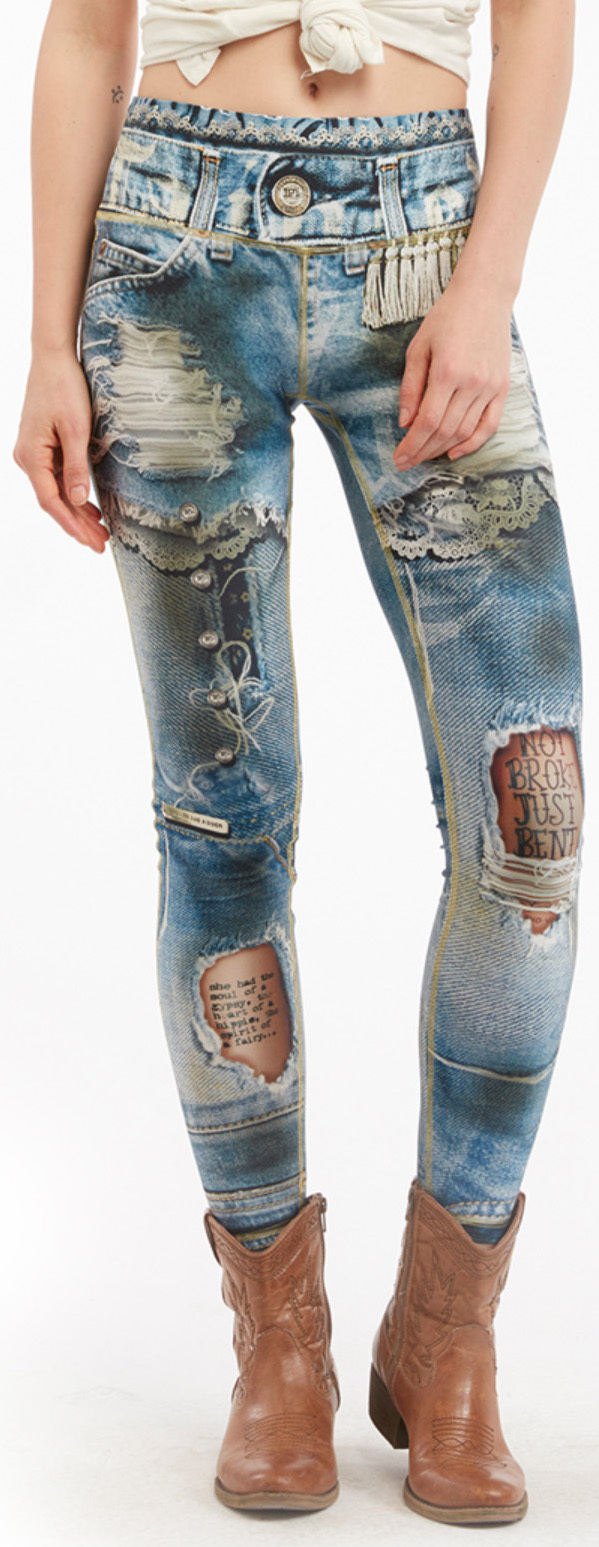IPNG: Love Letter Ripped Jean Illusion Legging (Many Colors!)