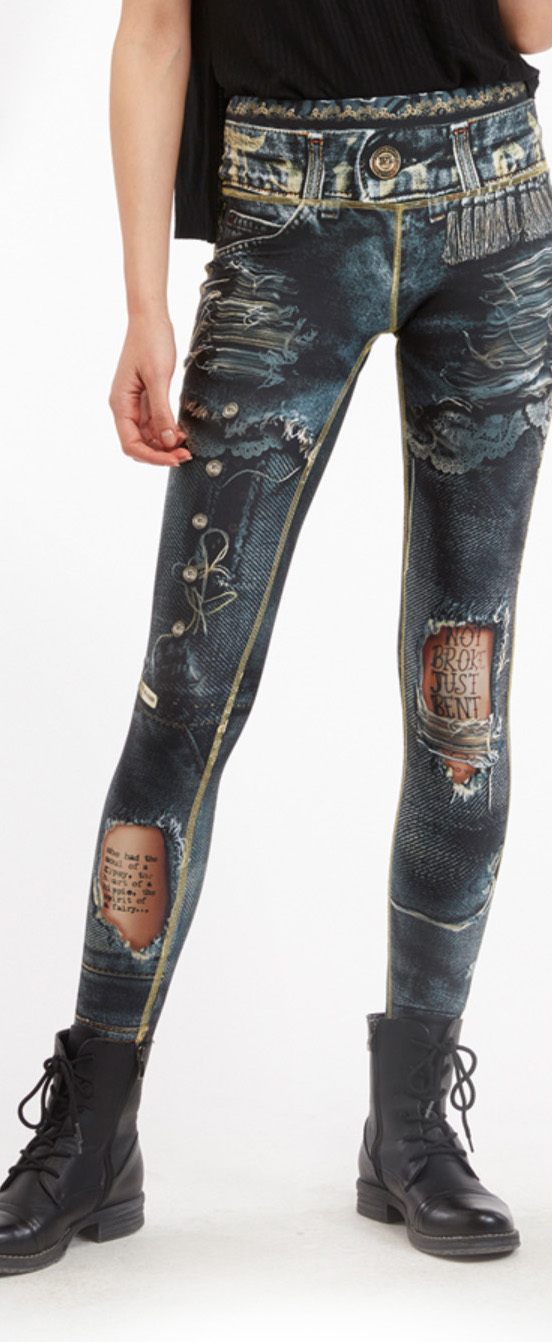 IPNG: Love Letter Ripped Jean Illusion Legging (Many Colors!)