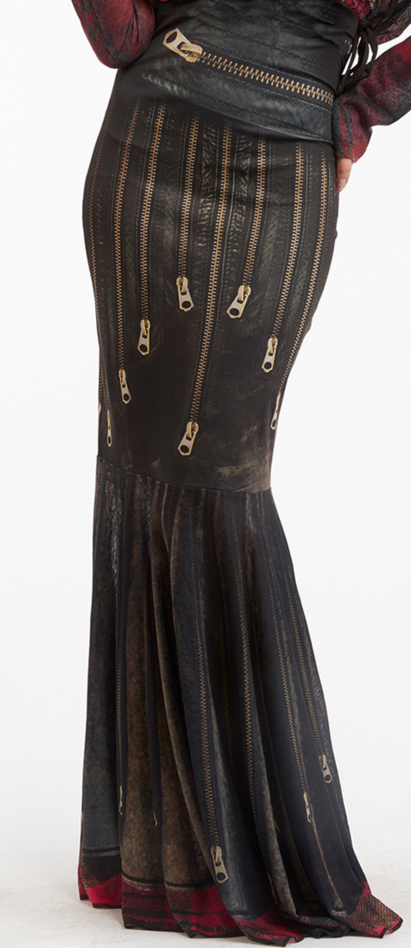 IPNG: Biker Chic Let It Snow Plaid Zip Illusion Long Ruffled Skirt (Some Ship Immed!) IPNG_LISSKRL-008