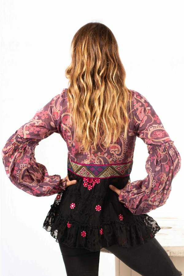 Savage Culture: Pink Pom Pom Puffed Sleeves Tunic SOLD OUT