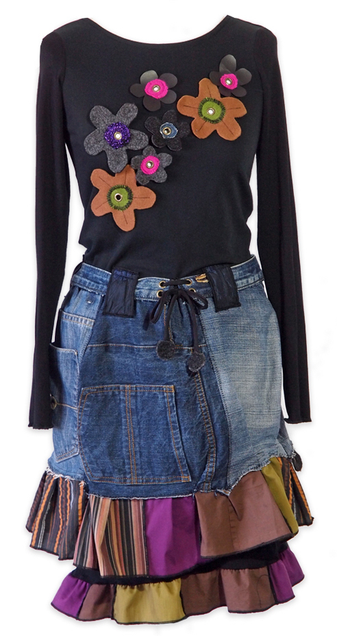 Wild Curves: Mismatch Denim Mixed Media Eco-Cotton Dress/Tunic SOLD OUT WC_Jeans_dress