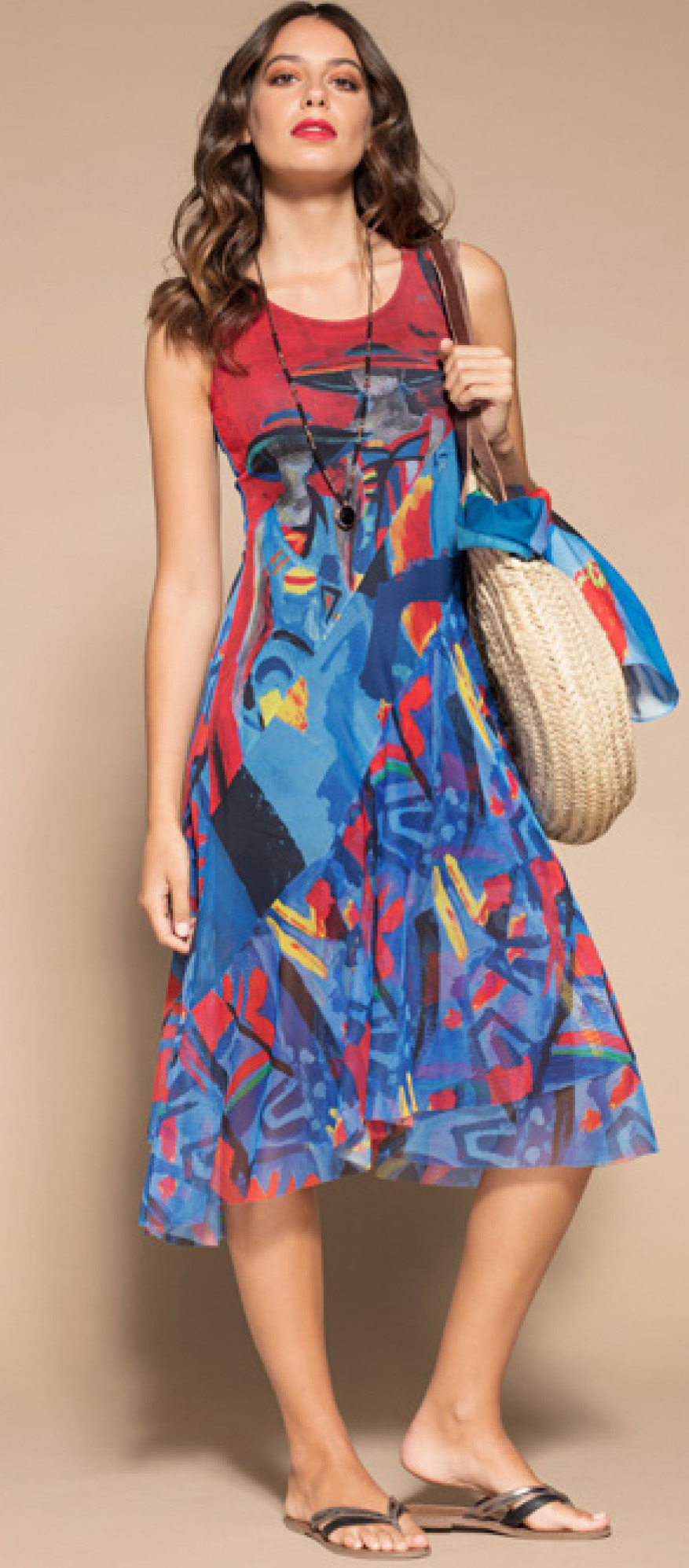 Maloka: Colors Of Picasso's Gypsy Beauty Abstract Art Midi Sundress MK_GAUDI_N1
