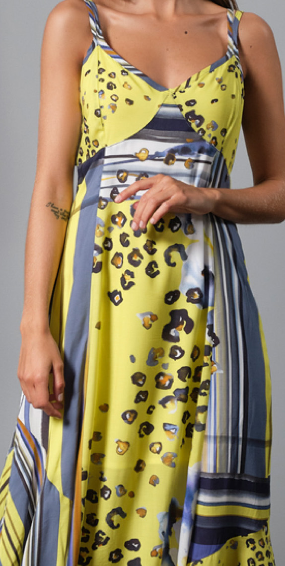 Paul Brial Wild Lily Under The Sun Sweetheart Maxi Dress