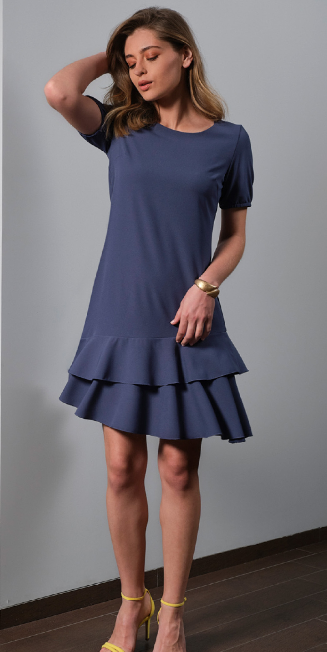 Paul Brial: Sexy Double Ruffle Trouble Asymmetrical Midi Dress (More Colors!) PB_CAROLINE_N