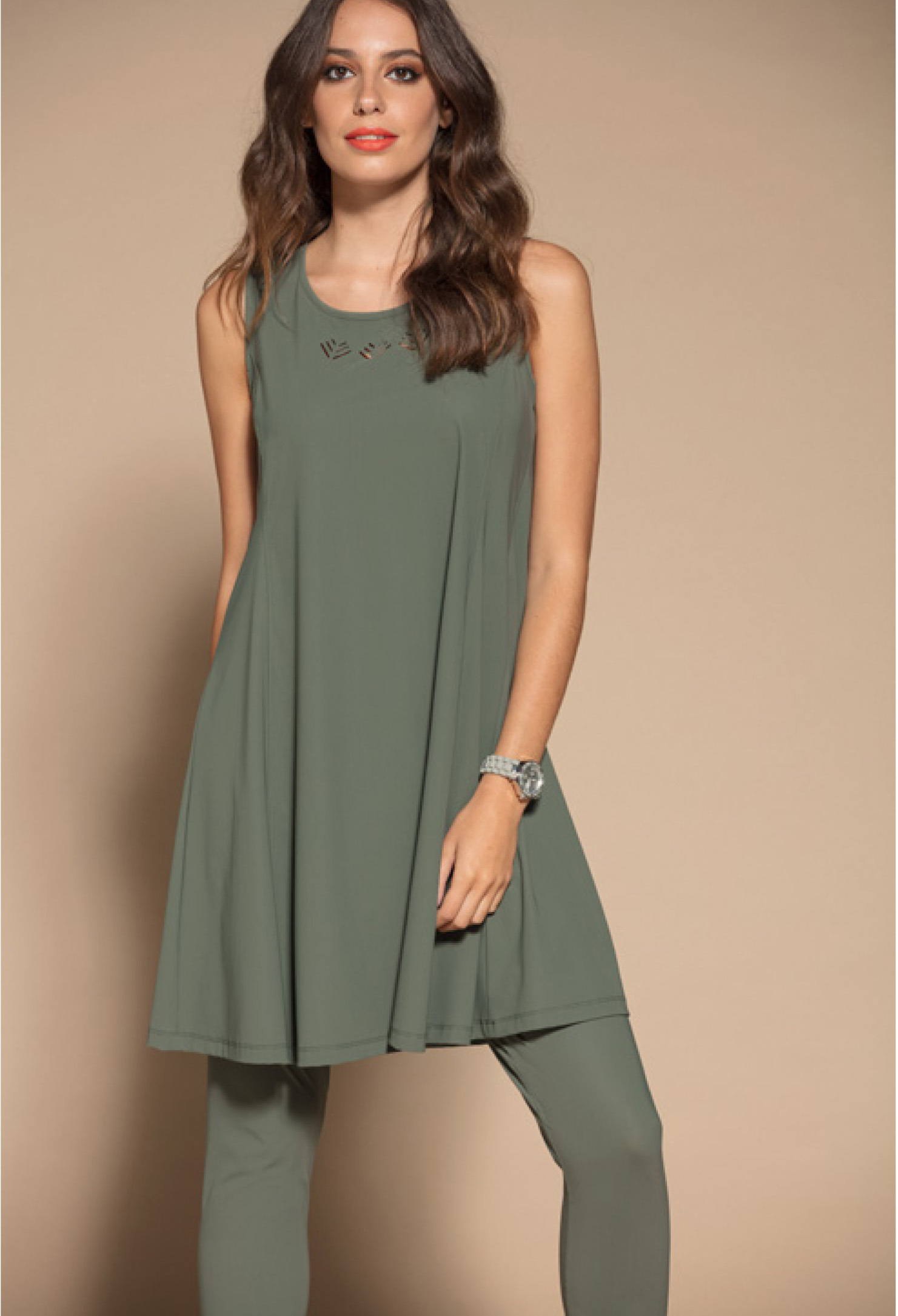 Maloka: Sleek Swirl Decolletage Flare Tunic MK_KAROLE_N