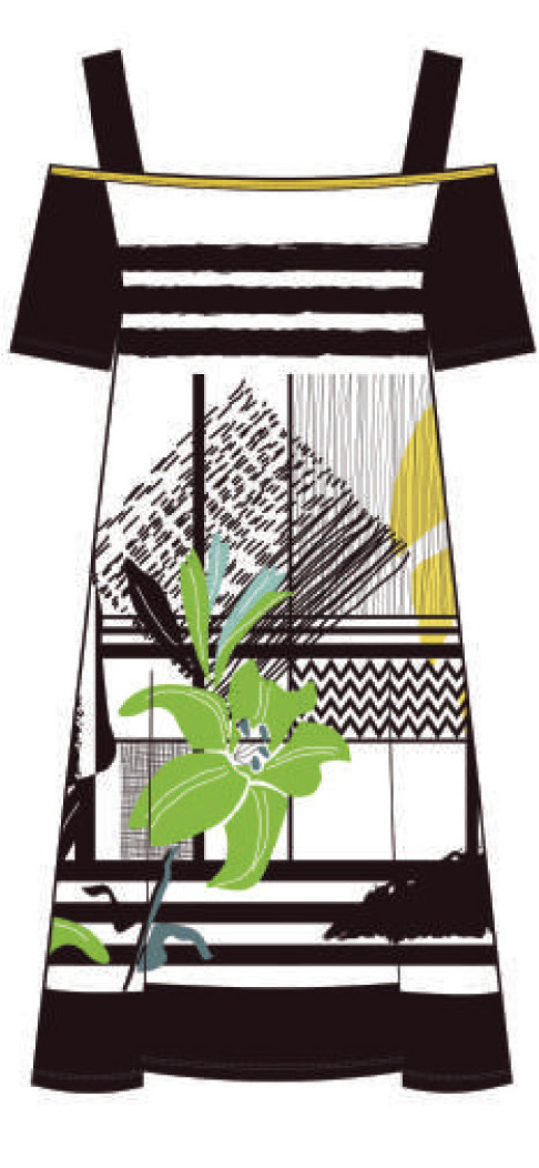 Maloka: Lemon Lime Marble Cold Shoulder Dress/Tunic (1 Left!)