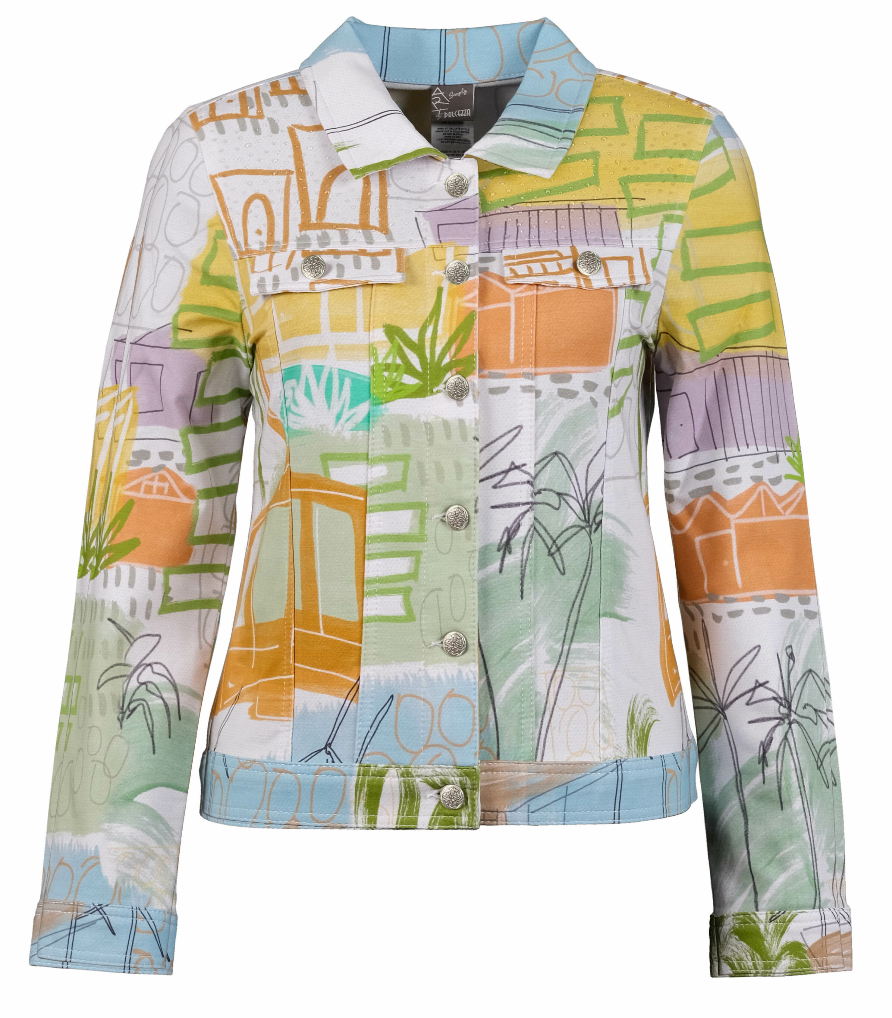 Simply Art Dolcezza: Palm Springs Cityscape Abstract Art Denim Jacket Dolcezza_SimplyArt_20668_N