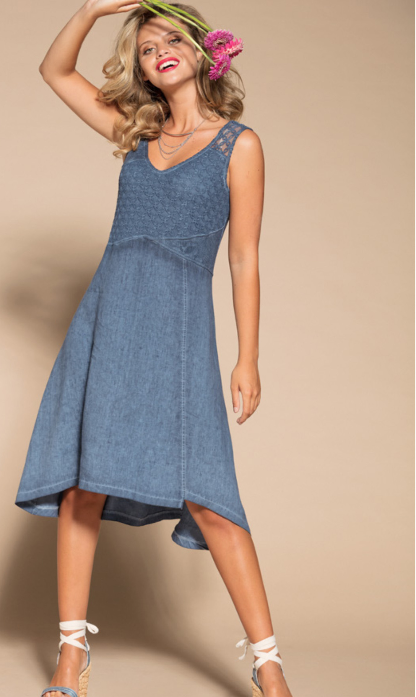 Maloka: Brushed Cotton High Waisted Midi Dress MK_TEDDIE_N