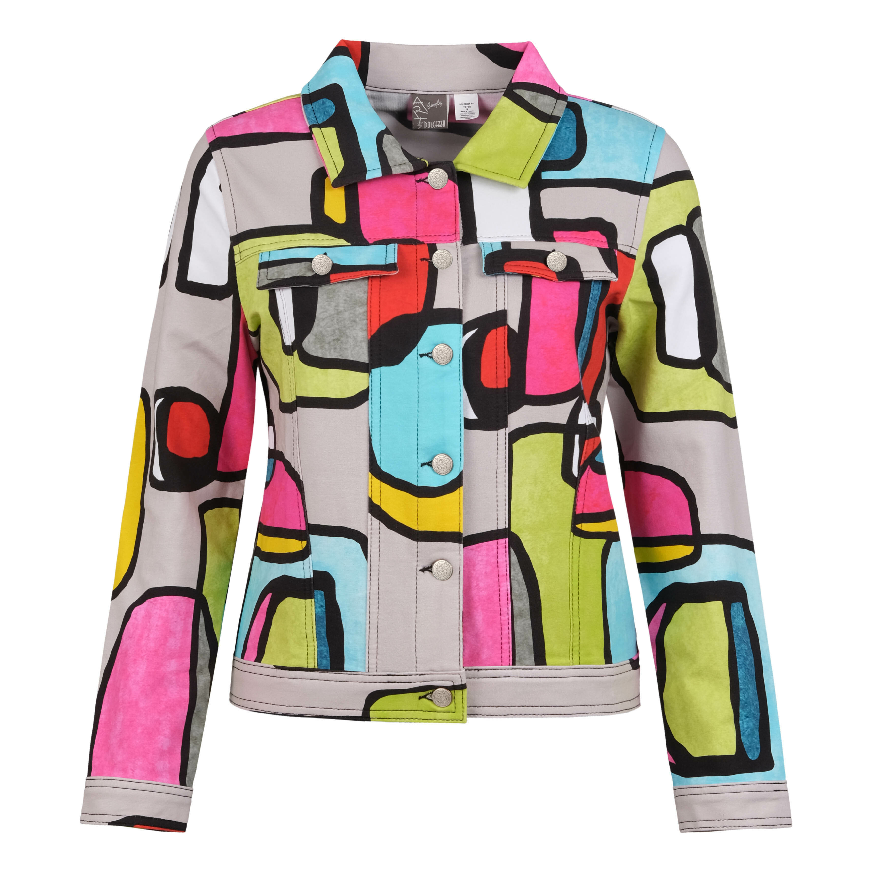 Simply Art Dolcezza: Mid Century Vibrant Romance Abstract Art Soft Denim Jacket (Few Left!) Dolcezza_SimplyArt_20770_N