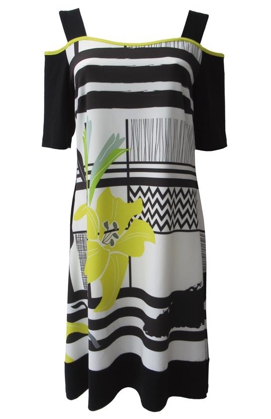 Maloka: Lemon Lime Marble Cold Shoulder Dress/Tunic (1 Left!)