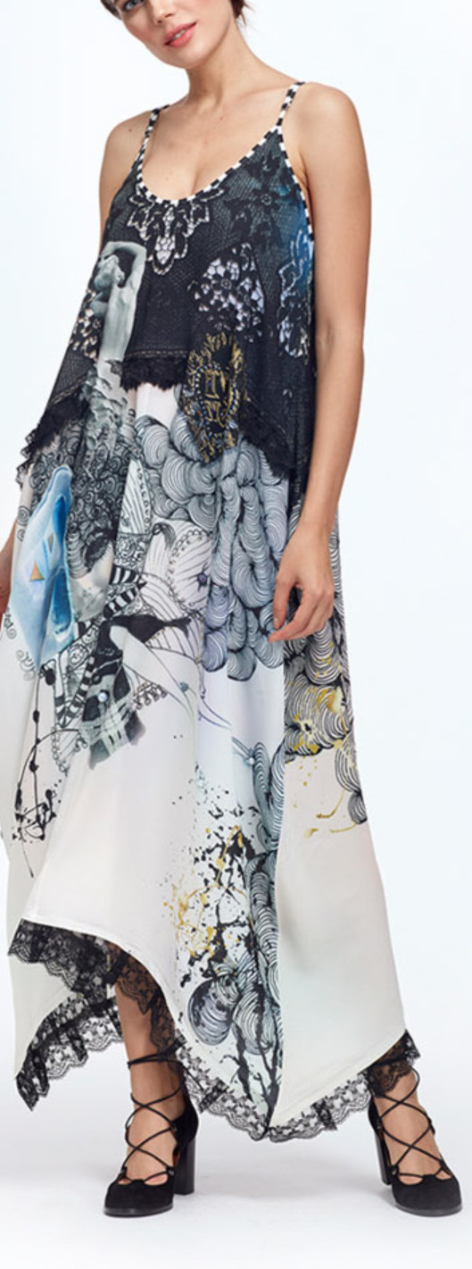 IPNG: Love Me Black Bejeweled Illusion V-Cut Maxi Dress
