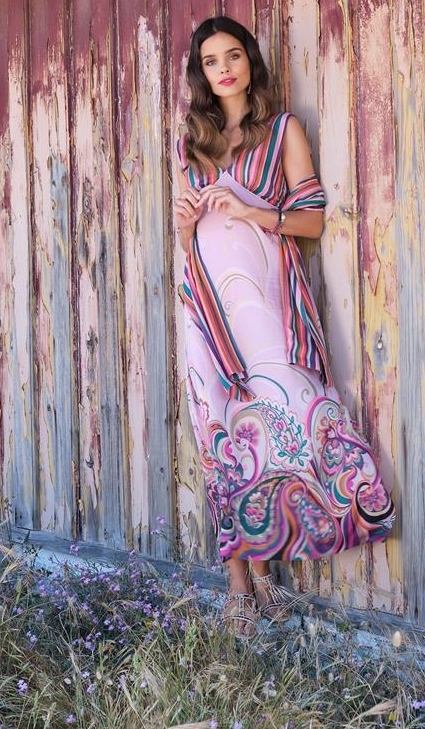 Paul Brial: Festival Of Pink Purple Blooms Maxi Dress