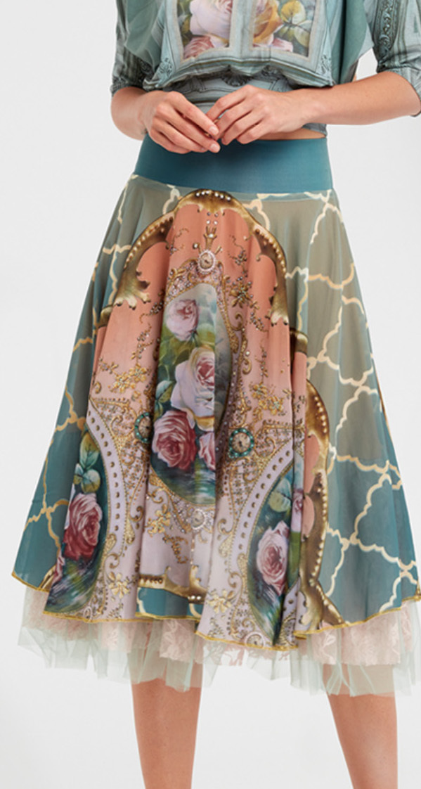 IPNG: Inna Me Diamond Illusion Rose Bouquet Midi Skirt (Some Ship Immed!)