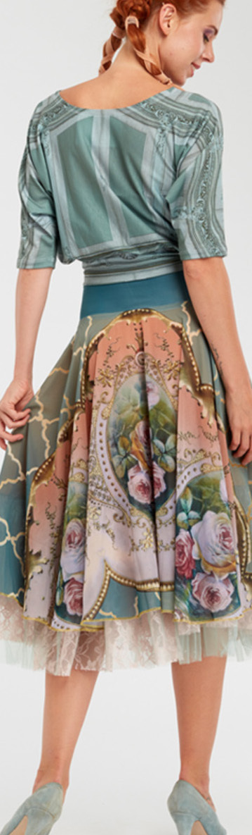 IPNG: Inna Me Diamond Illusion Rose Bouquet Midi Skirt (Some Ship Immed!)
