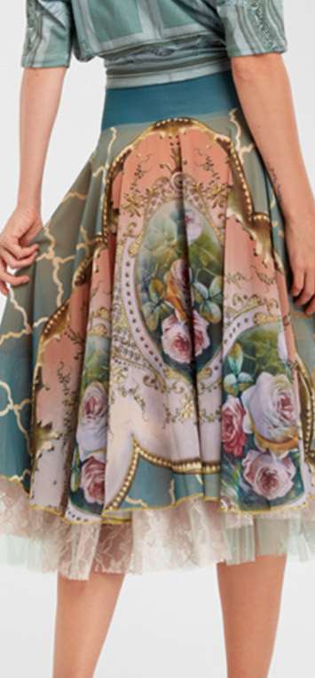 IPNG: Inna Me Diamond Illusion Rose Bouquet Midi Skirt (Some Ship Immed!)