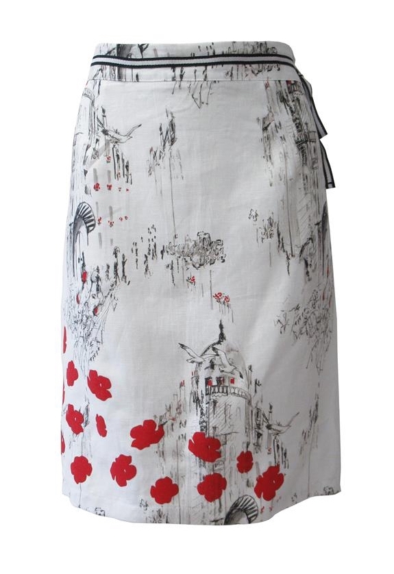 Maloka: A Day In Paris Abstract Art Linen/Cotton Skirt MK_BROOKE