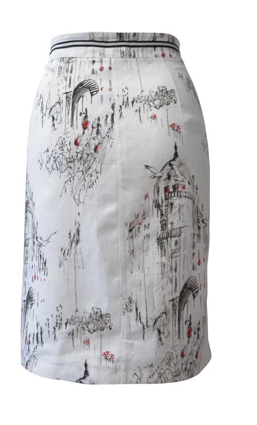 Maloka: A Day In Paris Abstract Art Linen/Cotton Skirt
